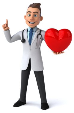 Kırmızı kalp ile eğlenceli doktor
