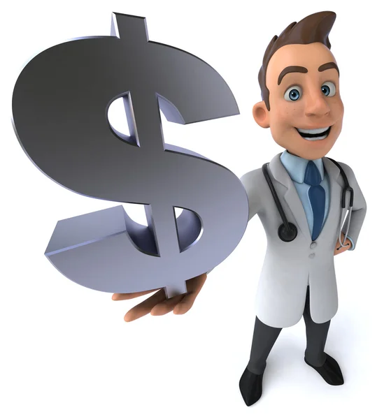 Fun doctor with dollar sign — Stock Photo, Image