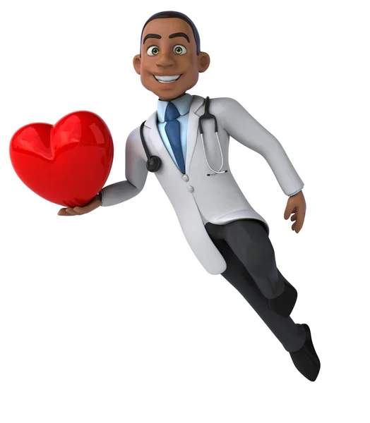Spaßarzt mit rotem Herz — Stockfoto