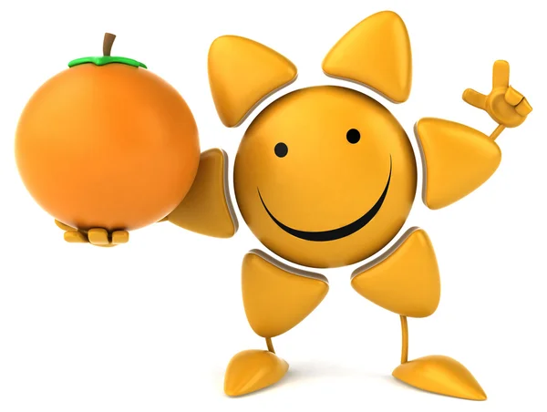 Fun sun with an orange — Stock Photo, Image