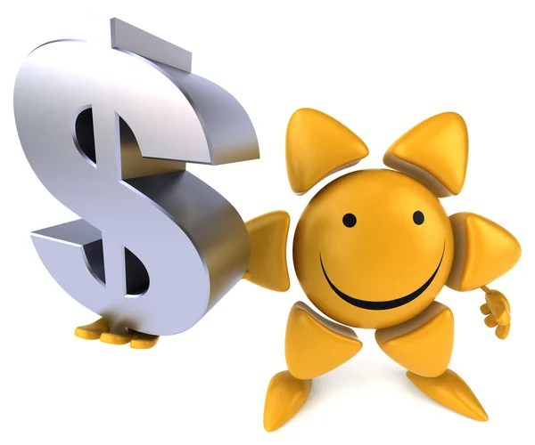 Fun sun with dollar sign — Stock Photo, Image