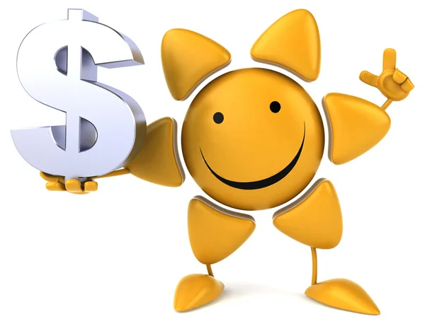 Fun sun with dollar sign — Stock Photo, Image