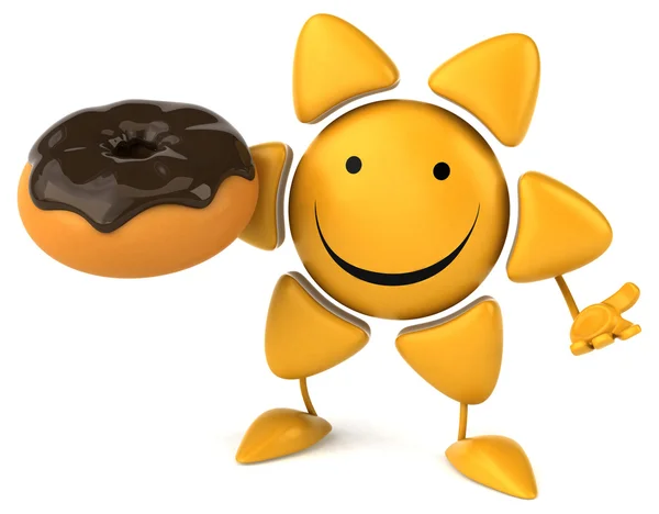 Веселое солнце с пончиком — стоковое фото