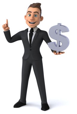 Dolar işareti olan eğlenceli iş adamı