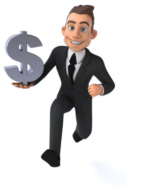 Dolar işareti olan eğlenceli iş adamı