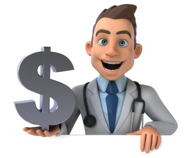 Dolar işaretli eğlenceli doktor.