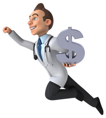 Dolar işaretli eğlenceli doktor.