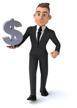Dolar işareti olan eğlenceli iş adamı