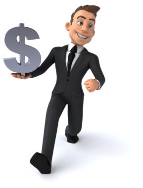 Dolar işareti olan eğlenceli iş adamı
