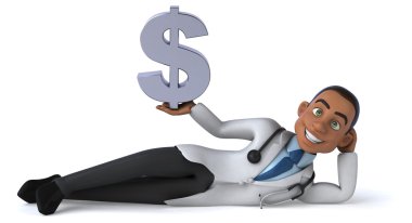 Dolar işaretli eğlenceli doktor.