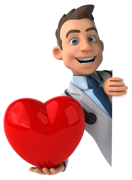 Fun doctor with red heart — Stock Photo, Image