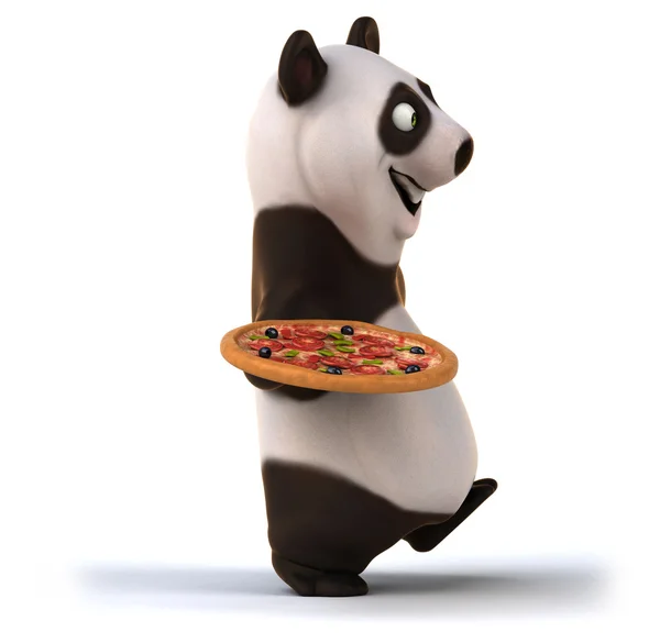 Panda divertido con pizza —  Fotos de Stock