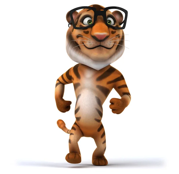 Cartoon Tiger in glazen — Stockfoto