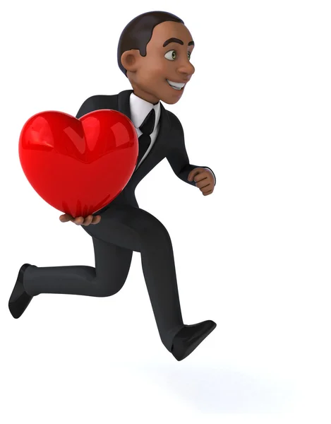 Fun businessman with red heart — Stock Photo, Image