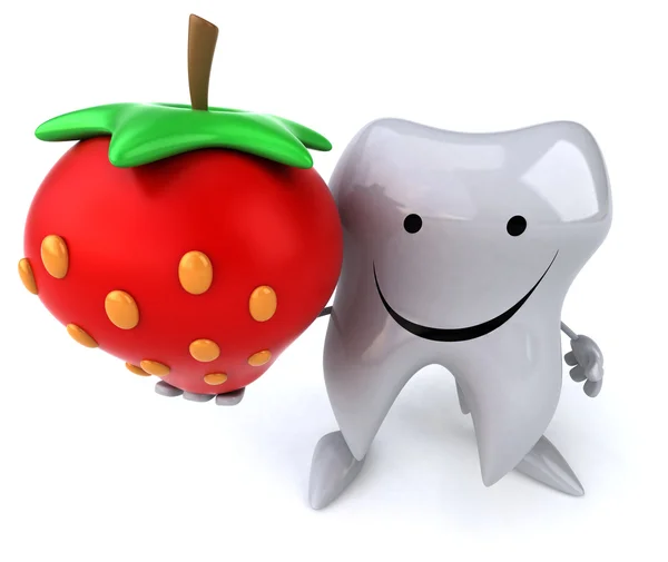 Fun tooth with strawberry — Stock Photo, Image
