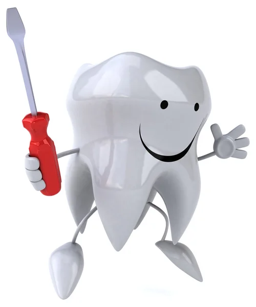 Fun tooth with screwdriver — Stock Photo, Image
