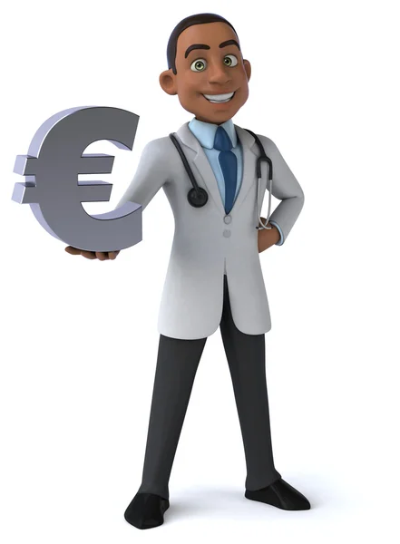 Fun doctor with euro sign — Stock Photo, Image