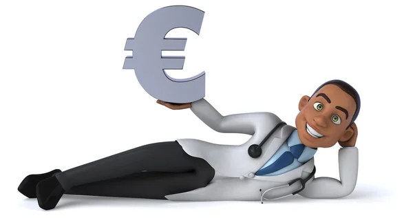 Fun doctor with euro sign — Stock Photo, Image