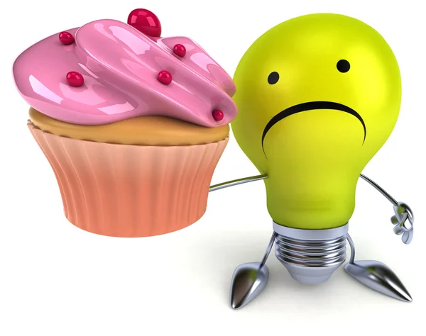 Fun light bulb with cupcake — Stock Photo, Image