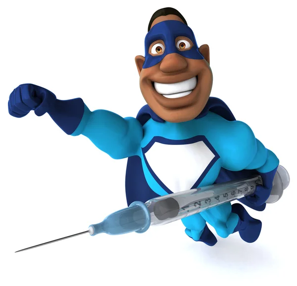 Superhero with a syringe — Stock Photo, Image