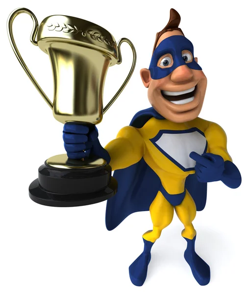 Super-herói com troféu — Fotografia de Stock