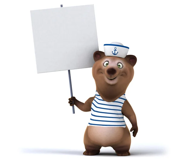 Urso marinheiro com placa branca — Fotografia de Stock