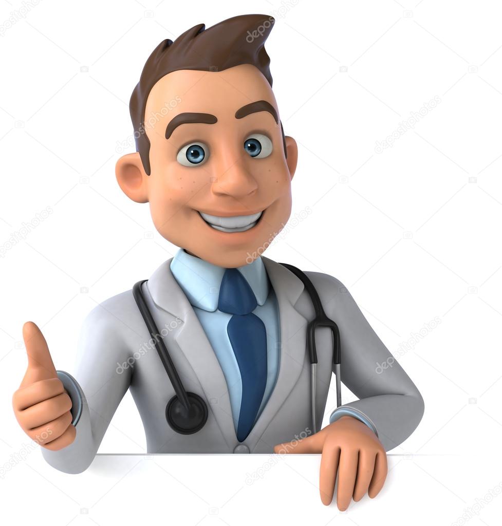 Personagem De Desenho Animado Médico. Obrigado Médicos E