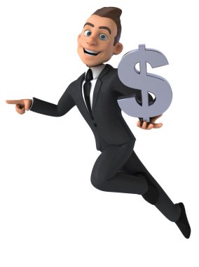 Dolar işareti olan eğlenceli iş adamı