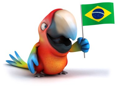 Brezilya bayrağı ile eğlenceli papağan