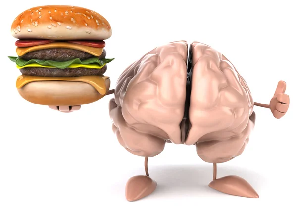 Cerebro divertido con hamburguesa — Foto de Stock