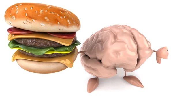 Cerebro divertido con hamburguesa —  Fotos de Stock