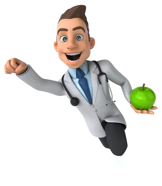 Médecin amusant avec une pomme — Photo