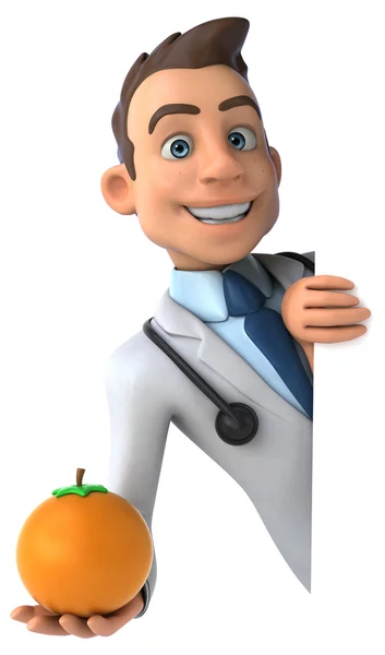 Веселий лікар з апельсином — стокове фото
