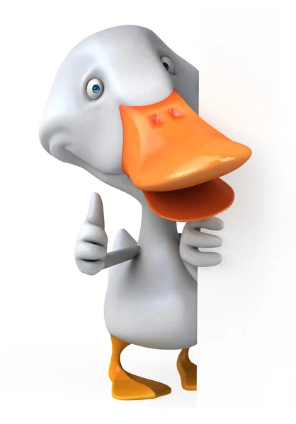 Fun duck and blank board — Stock Photo, Image