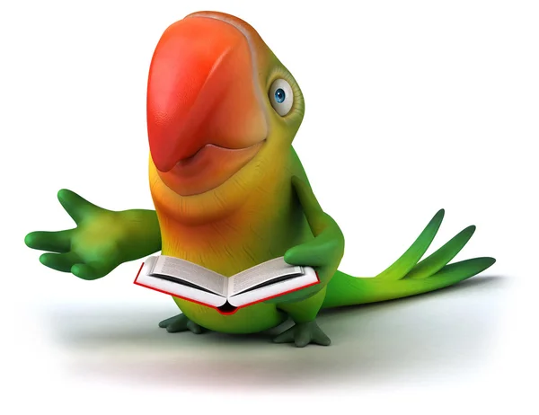 Loro divertido con un libro — Foto de Stock