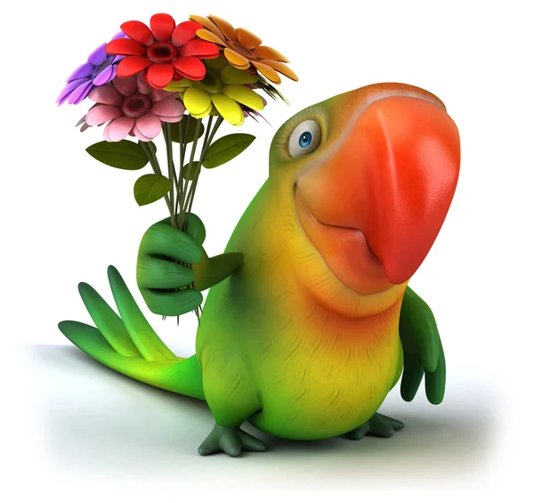 꽃으로 앵무새 놀이 — 스톡 사진