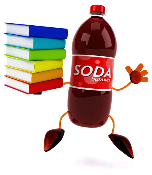 Bottle of Soda with books — Stock Photo, Image