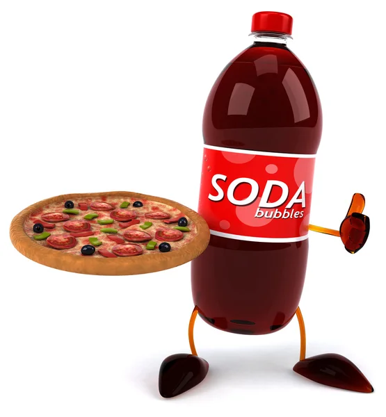 Botella de soda con pizza —  Fotos de Stock