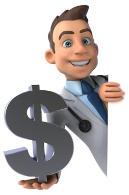 Dolar işaretli eğlenceli doktor.
