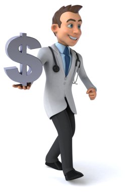 Dolar işaretli eğlenceli doktor.