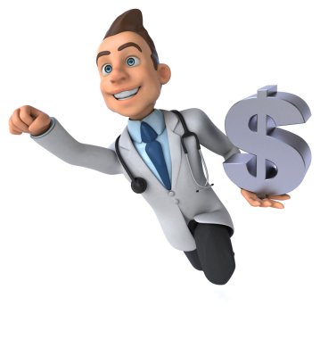 Dolar işaretli eğlenceli doktor.