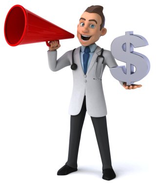 Dolar işaretli eğlenceli doktor.