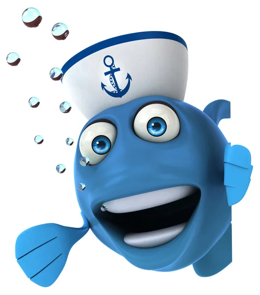 Cartoon fish in sailor hat — Stock Photo, Image