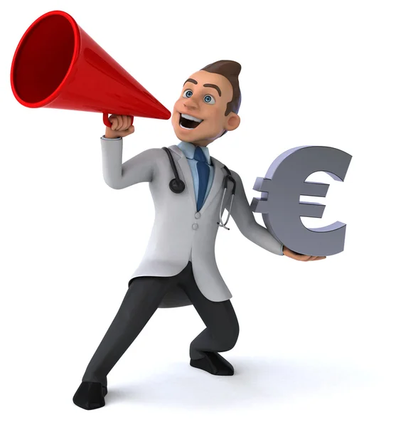 Fun doctor with euro sign — Stock Photo, Image