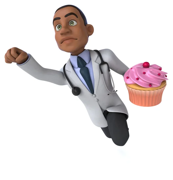 Médico divertido con cupcake —  Fotos de Stock