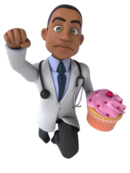 Divertente medico con cupcake — Foto Stock
