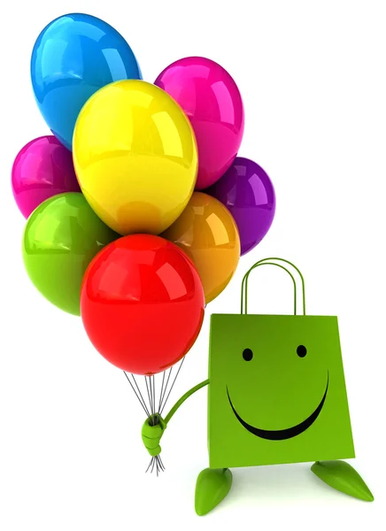 Bolsa de compras de dibujos animados con globos — Foto de Stock