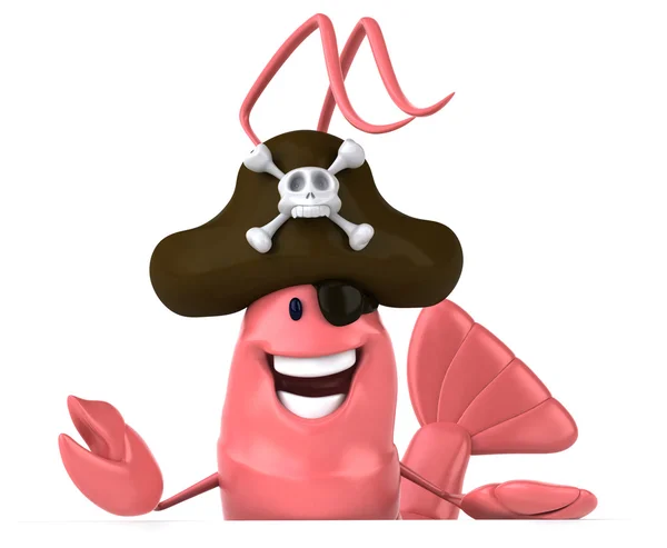 Leuk garnalen in pirate hat — Stockfoto