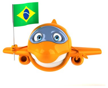 Brezilya bayrağı ile eğlenceli uçak