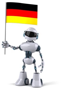 Eğlenceli çizgi film robot bayrak ile